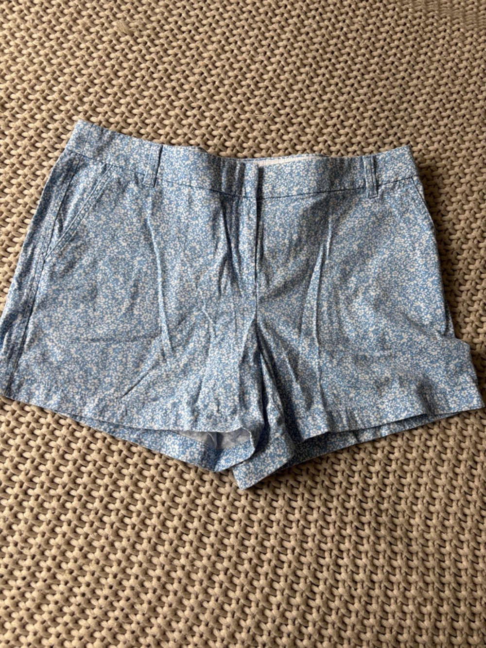 J. Crew Light Blue Floral High-Waist Shorts